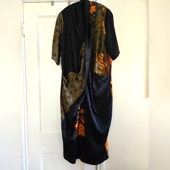CROSS FRONT SILK MAXI DRESS - Picture 1 of 8